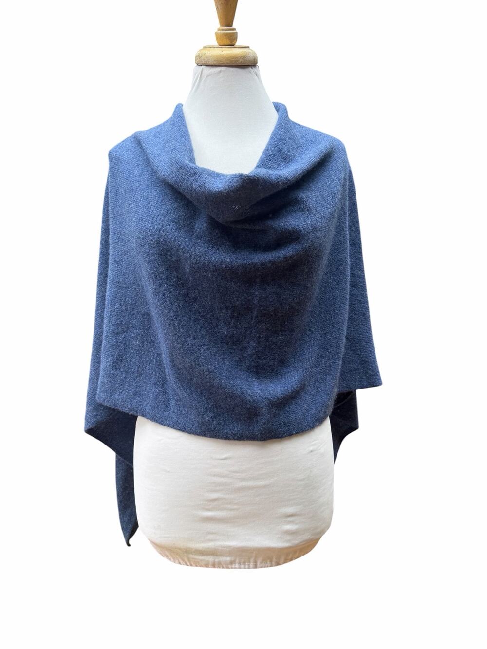 Claudia Nichole 100% Cashmere Poncho Wrap Shawl Blue Draped One Size